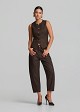 Animal printed barrel-leg denim trousers