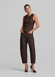 Animal printed barrel-leg denim trousers