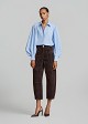 Barrel jeans with a velvet brocade print
