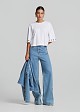 Denim trousers in metallic side details