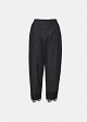 Trousers in soft denim and decorative lace hem