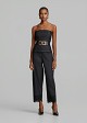Trousers in soft denim and decorative lace hem