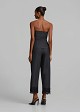 Trousers in soft denim and decorative lace hem