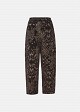Printed velvet-effect brocade barrel-leg trousers
