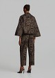 Printed velvet-effect brocade barrel-leg trousers