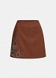 Faux-suede mini skirt with decorative beads