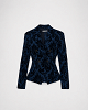 Fitted denim jacket in velvet paisley print