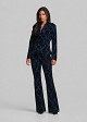 Fitted denim jacket in velvet paisley print