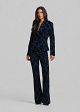 Fitted denim jacket in velvet paisley print