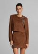 Cropped jacket with a suede look and bead embroidery