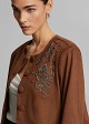 Cropped jacket with a suede look and bead embroidery