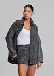 Grey denim shirt with snake-print hotfix