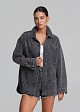 Grey denim shirt with snake-print hotfix