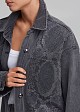 Grey denim shirt with snake-print hotfix