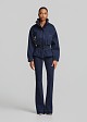 High-neck peplum denim jacket