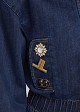 High-neck peplum denim jacket