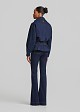High-neck peplum denim jacket