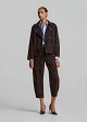 Double-breasted denim jacket with a velvet print