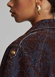 Double-breasted denim jacket with a velvet print