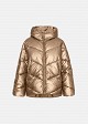 Hooded puffer jacket with a metallic finish