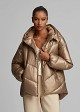 Hooded puffer jacket with a metallic finish
