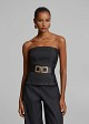 Strapless soft denim top featuring side lace