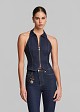 Denim vest with front zipper