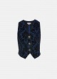 Denim vest with embossed velvet paisley print