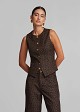 Leopard-print denim vest