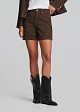 Animal-print denim shorts