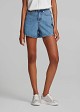 Denim shorts featuring metallic circle details