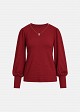 Knit top in round neckline and necklace