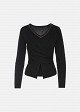 Stretchy knit top with a V-neck in rhinestones