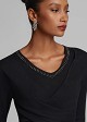 Stretchy knit top with a V-neck in rhinestones