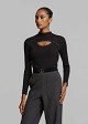 Ribbed stretch top in rhinestone cutout