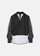 Asymmetrical sheer blouse with wrap effect