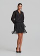 Asymmetrical sheer blouse with wrap effect