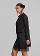 Asymmetrical sheer blouse with wrap effect