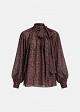 Oversized sheer leopard-print top with a tie-neck