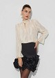 High-neck blouse with an internal lace lining