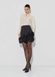 High-neck blouse with an internal lace lining