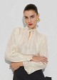 High-neck blouse with an internal lace lining