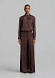 Mandarin collar blouse in satin printed look