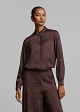 Mandarin collar blouse in satin printed look