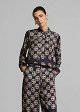 Mandarin collar blouse in satin printed look