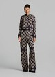 Mandarin collar blouse in satin printed look