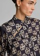 Mandarin collar blouse in satin printed look