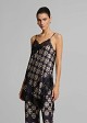 Printed lingerie top in asymmetric lace