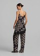 Printed lingerie top in asymmetric lace