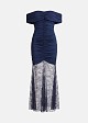 Maxi off-shoulder dress with ruching and lace